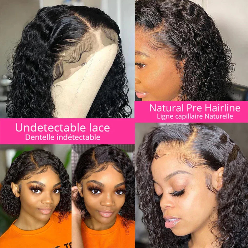 12A Kinky Curly Bob Wig | Glueless 13x4 Lace Frontal Wig | Brazilian Remy Hair by Luxegan