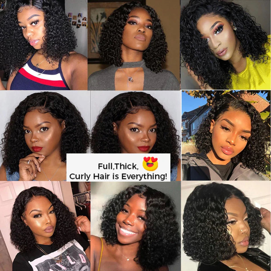 12A Kinky Curly Bob Wig | Glueless 13x4 Lace Frontal Wig | Brazilian Remy Hair by Luxegan