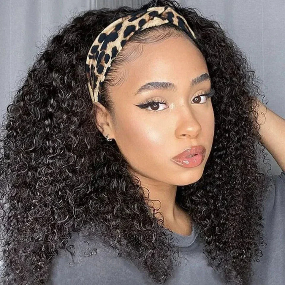 180% Density Jerry Curly Headband Wig | Glueless Brazilian Remy Human Hair by Luxegan