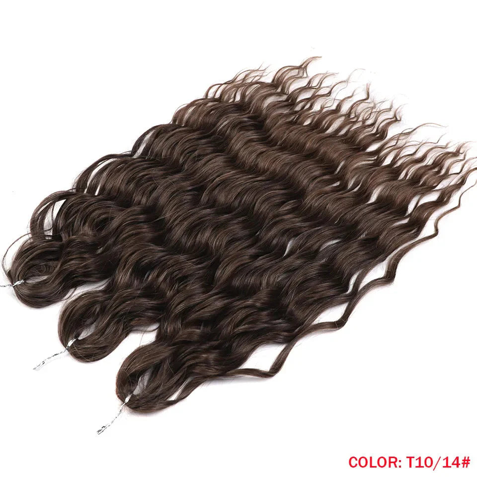 24" Orange Twist Crochet Hair | Synthetic Deep Wave Braiding Hair Extensions | Water Wave Hair | Heat Resistant Fiber | 60 Strands/Pack by Luxegan