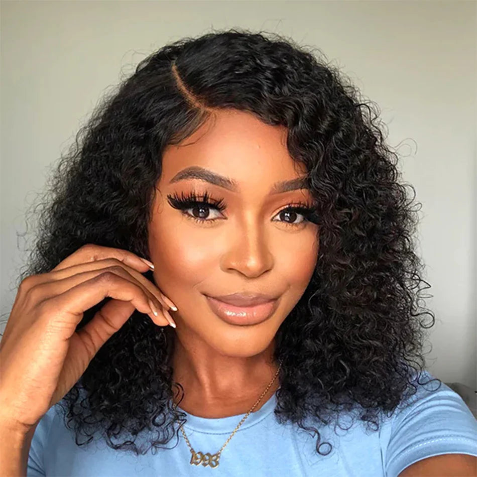 12A Kinky Curly Bob Wig | Glueless 13x4 Lace Frontal Wig | Brazilian Remy Hair by Luxegan