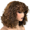 Rebecca Highlight Kinky Jerry Curly Wig | 200% Density Human Hair with Bangs by Luxegan