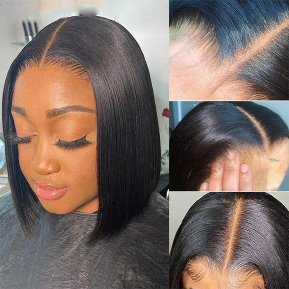 180% Density 13x4 Bone Straight Bob Wig | Brazilian Remy Hair | Transparent Lace Frontal Wig by Luxegan