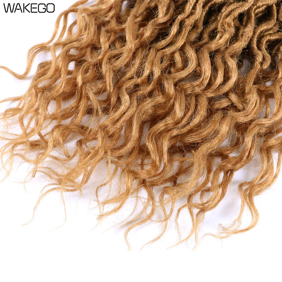 Goddess Faux Locs Crochet Hair | 18" Soft Curly Braids | Ombre Dreadlocks Extensions | 24 Strands/Pack by Luxegan