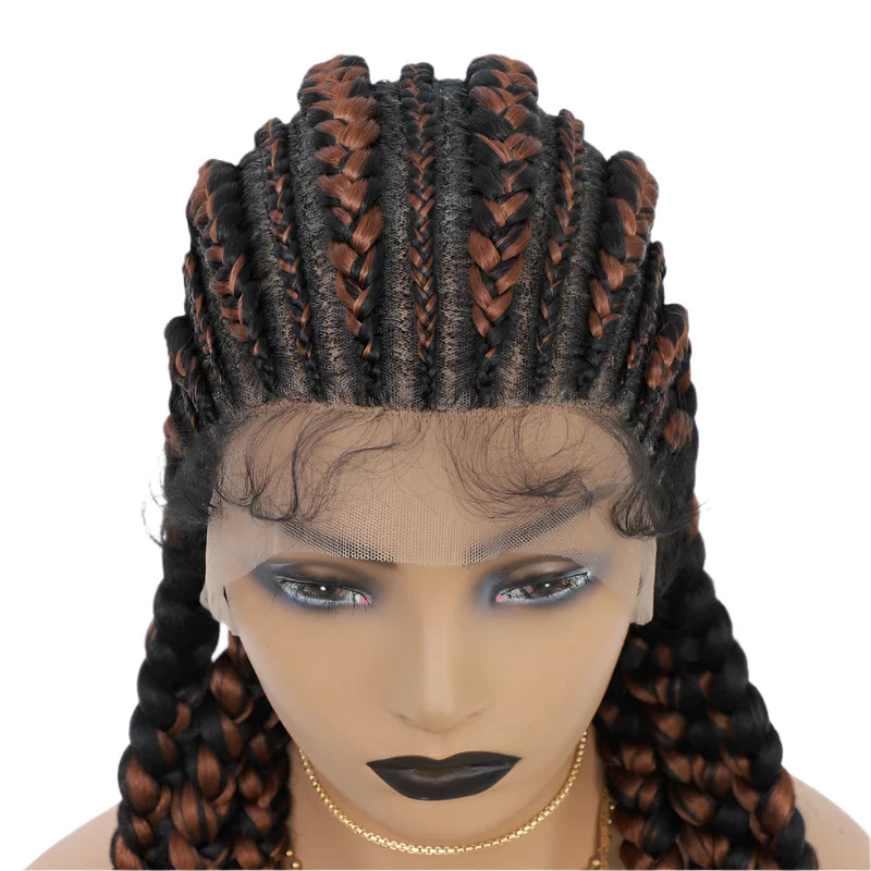 36" Jumbo Knotless Box Braids Wig | Incoo Full Lace Cornrow Wig | Transparent Lace | African Braided Hair by Luxegan