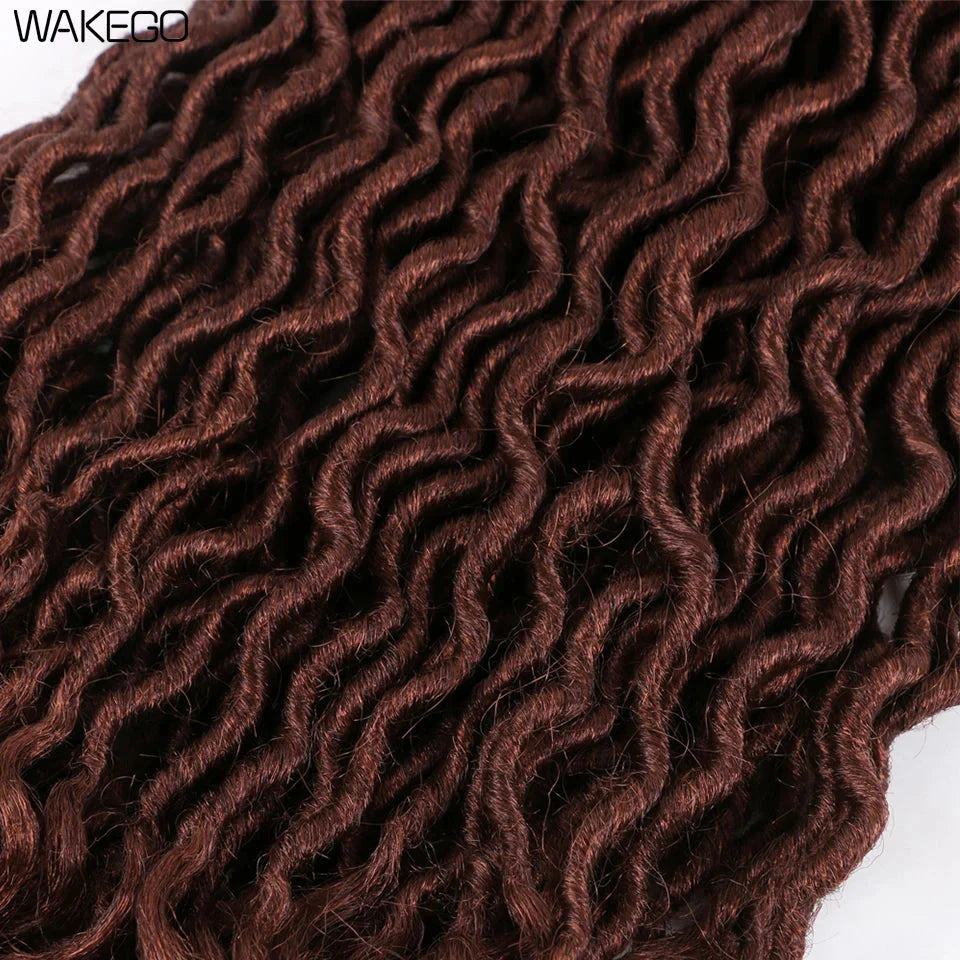 Goddess Faux Locs Crochet Hair | 18" Soft Curly Braids | Ombre Dreadlocks Extensions | 24 Strands/Pack by Luxegan