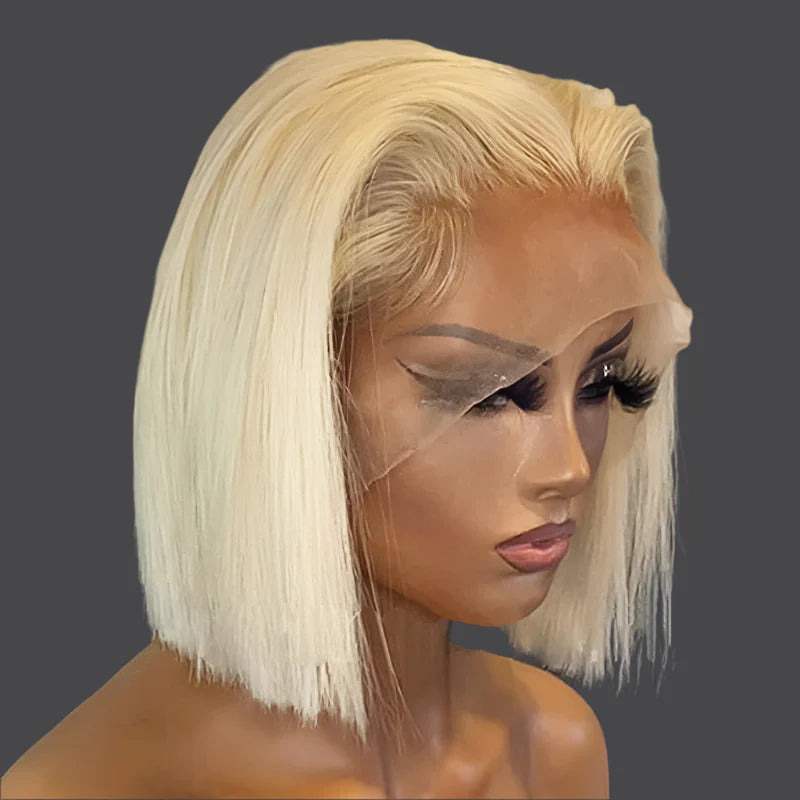 613 Honey Blonde Bob Lace Front Human Hair Wigs 13x4 Remy Brazilian Straight Short Bob 10 14 Inch by Luxegan