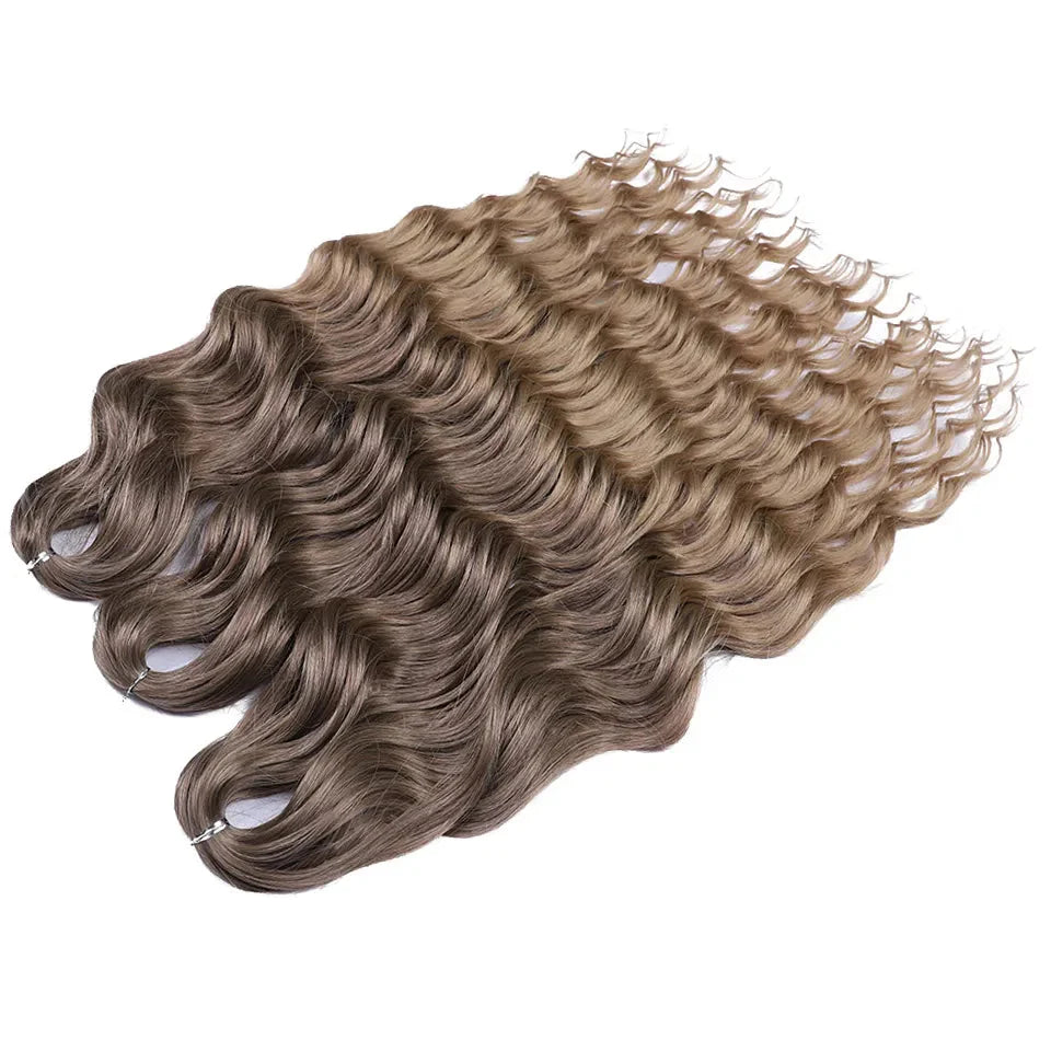 24" Orange Twist Crochet Hair | Synthetic Deep Wave Braiding Hair Extensions | Water Wave Hair | Heat Resistant Fiber | 60 Strands/Pack by Luxegan