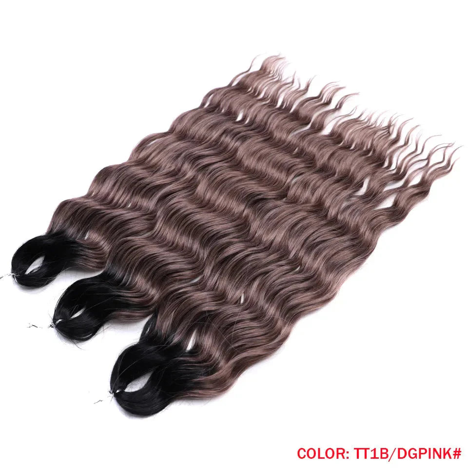 24" Orange Twist Crochet Hair | Synthetic Deep Wave Braiding Hair Extensions | Water Wave Hair | Heat Resistant Fiber | 60 Strands/Pack by Luxegan