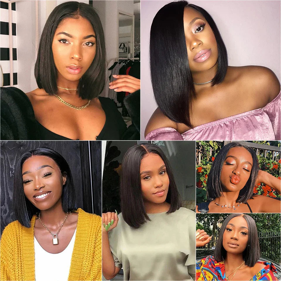 180% Density 13x4 Bone Straight Bob Wig | Brazilian Remy Hair | Transparent Lace Frontal Wig by Luxegan