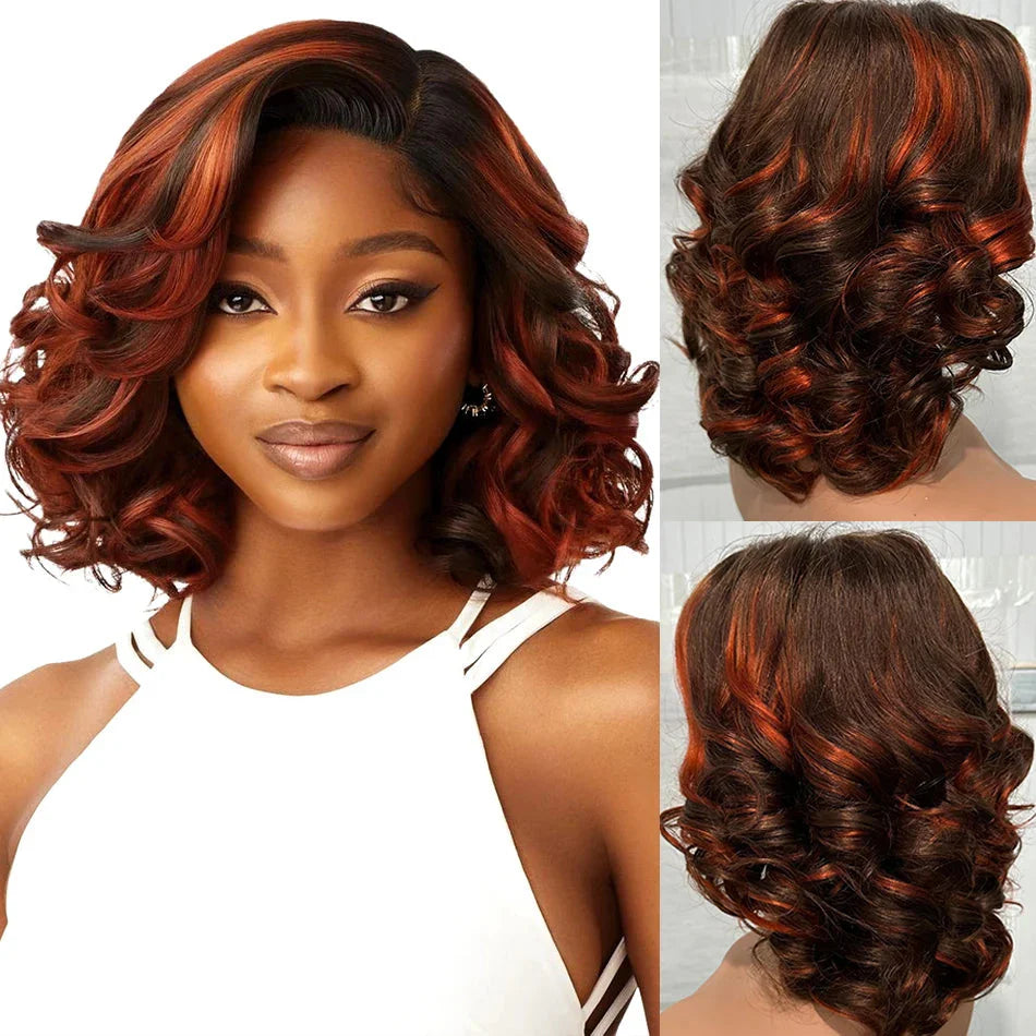 100% Human Hair | Highlight | Vietnamese | Bob | Bouncy | Loose | Curly | HD Lace Closure | Glueless Wigs | Human Hair | Ready To Wear by Luxegan