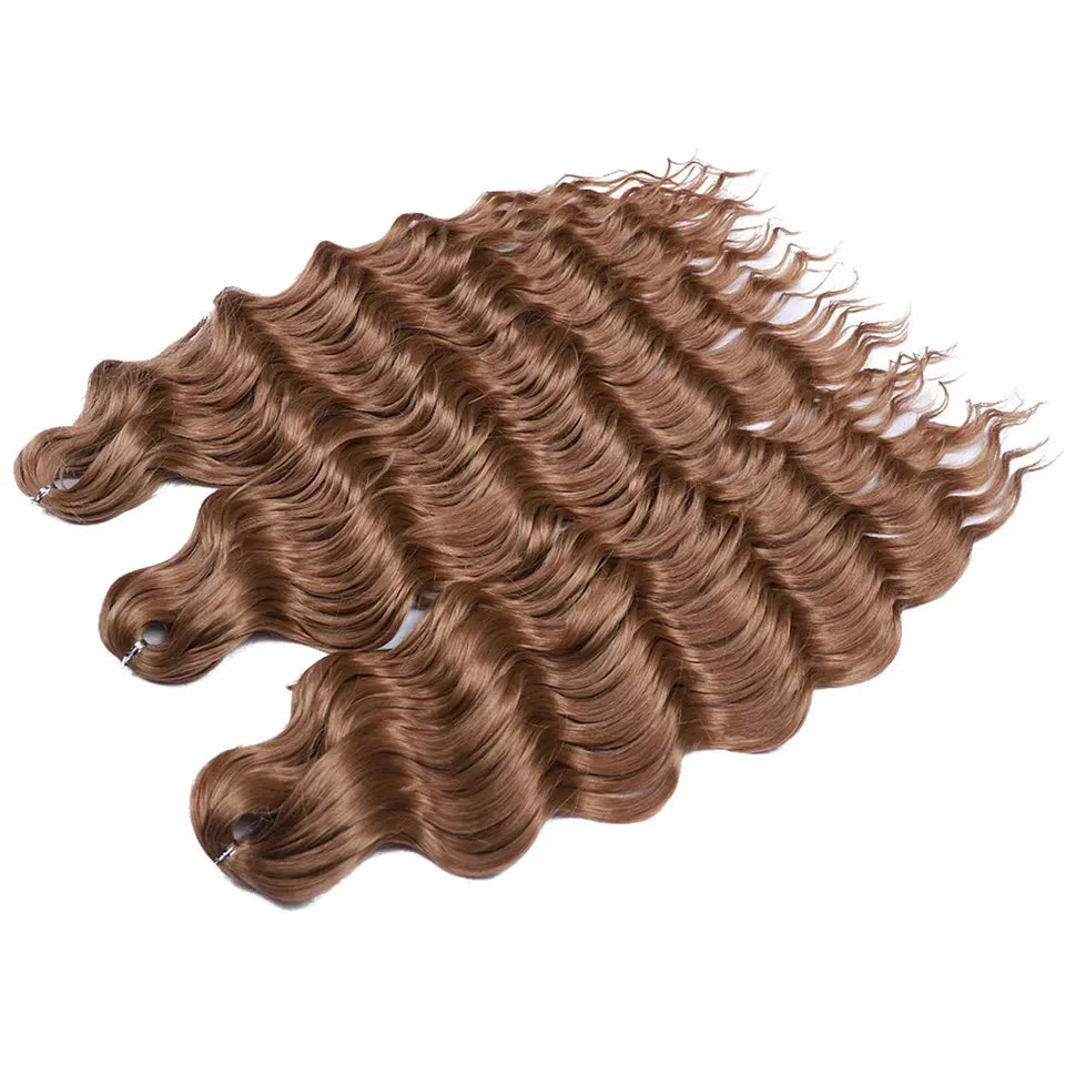 24" Orange Twist Crochet Hair | Synthetic Deep Wave Braiding Hair Extensions | Water Wave Hair | Heat Resistant Fiber | 60 Strands/Pack by Luxegan
