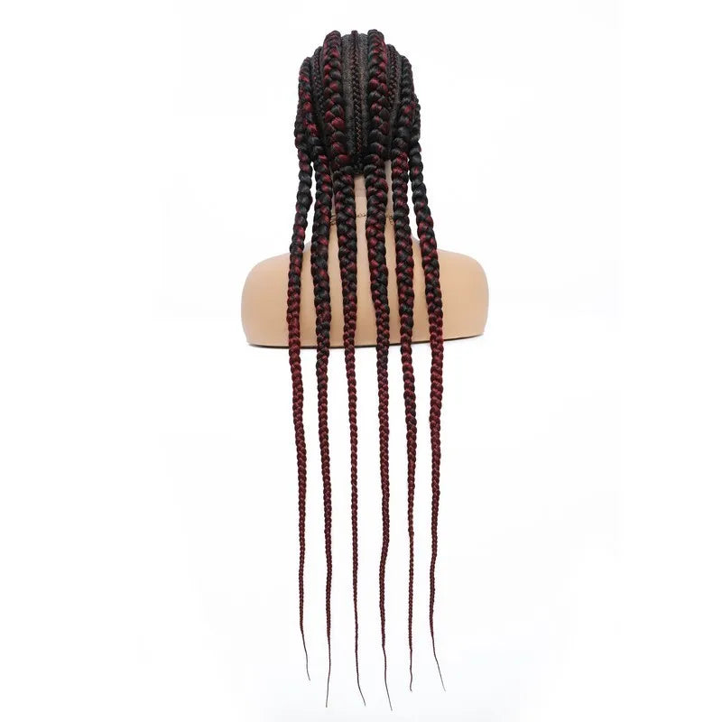 36" Jumbo Knotless Box Braids Wig | Incoo Full Lace Cornrow Wig | Transparent Lace | African Braided Hair by Luxegan