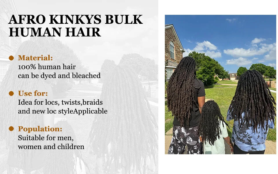 Afro Kinky Bulk Braiding Hair Extensions | 100% Human Hair | Lightweight & Natural Colors | 50g/Pack by Luxegan