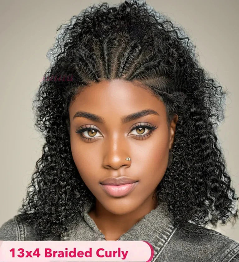 Kinky Curly Braided Bun Wig | 13x4 Lace Front | Human Hair | Remy | 210 Density by Luxegan