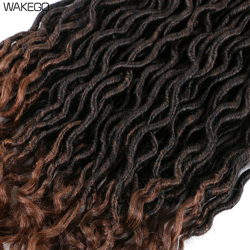 Goddess Faux Locs Crochet Hair | 18" Soft Curly Braids | Ombre Dreadlocks Extensions | 24 Strands/Pack by Luxegan