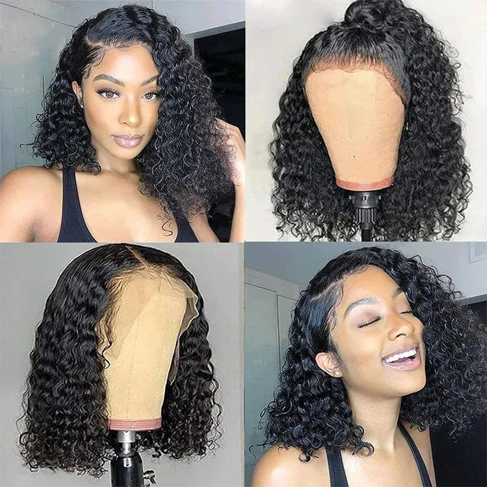 12A Kinky Curly Bob Wig | Glueless 13x4 Lace Frontal Wig | Brazilian Remy Hair by Luxegan