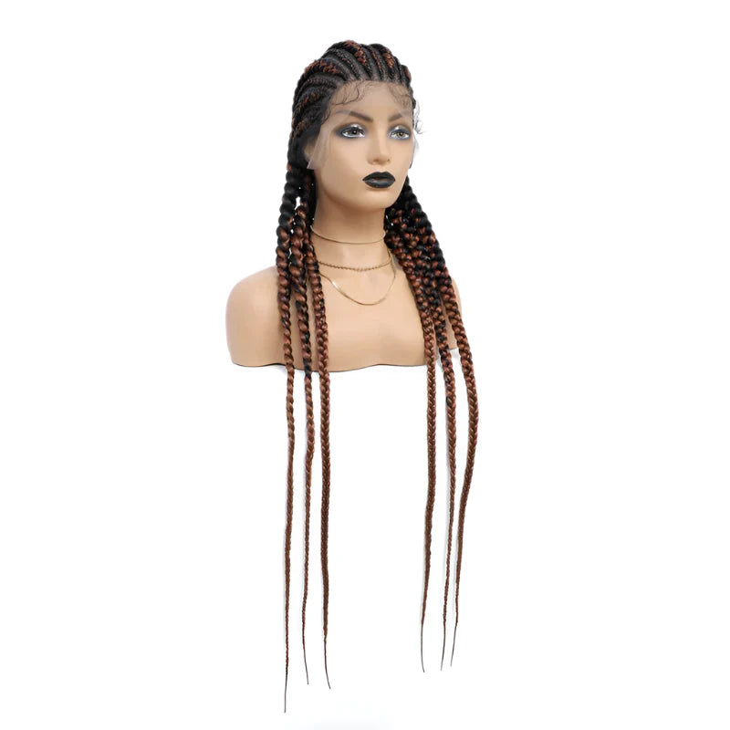 36" Jumbo Knotless Box Braids Wig | Incoo Full Lace Cornrow Wig | Transparent Lace | African Braided Hair by Luxegan