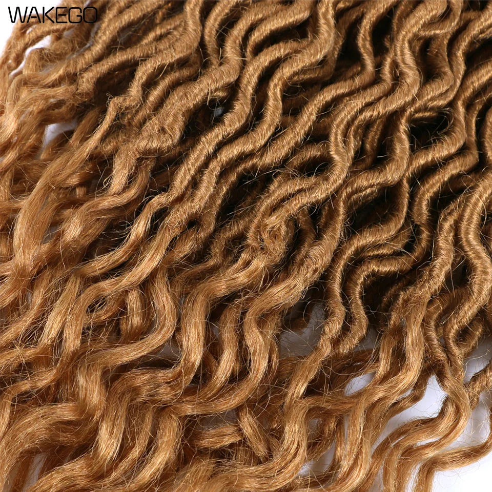 Goddess Faux Locs Crochet Hair | 18" Soft Curly Braids | Ombre Dreadlocks Extensions | 24 Strands/Pack by Luxegan