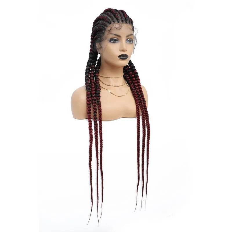 36" Jumbo Knotless Box Braids Wig | Incoo Full Lace Cornrow Wig | Transparent Lace | African Braided Hair by Luxegan