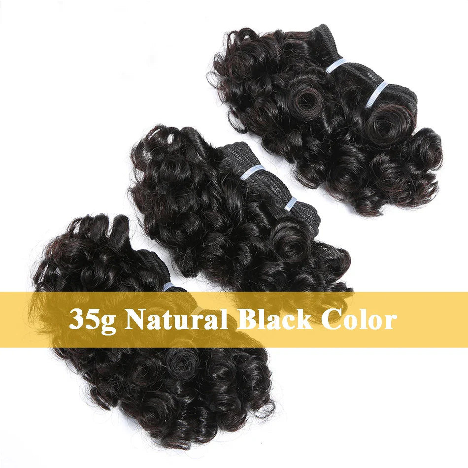 6" Bouncy Curly Indian Remy Hair Bundles | Double Drawn | Natural Black & Brown | Sew-In Extensions by Luxegan