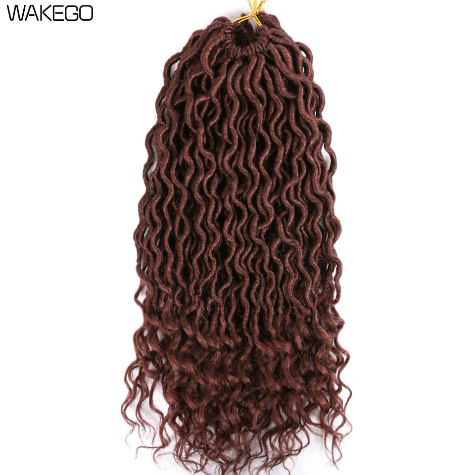 Goddess Faux Locs Crochet Hair | 18" Soft Curly Braids | Ombre Dreadlocks Extensions | 24 Strands/Pack by Luxegan