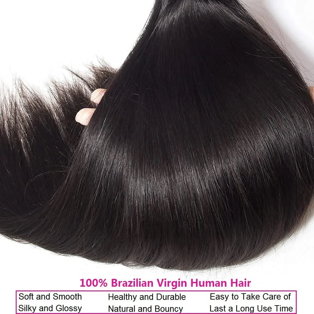 8-32 Inch Bone Straight Brazilian Remy Human Hair Weave Bundles | Natural Color 12A | 1, 3, or 4 Bundles by Luxegan