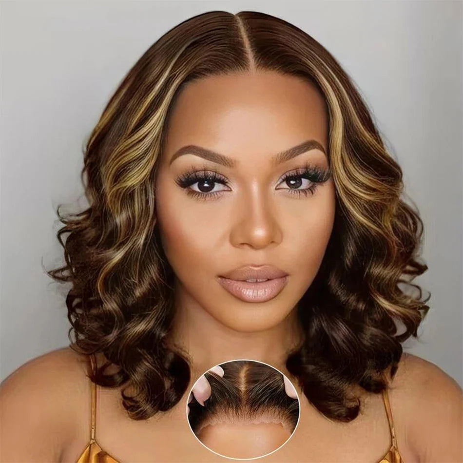 100% Human Hair | Highlight | Vietnamese | Bob | Bouncy | Loose | Curly | HD Lace Closure | Glueless Wigs | Human Hair | Ready To Wear by Luxegan