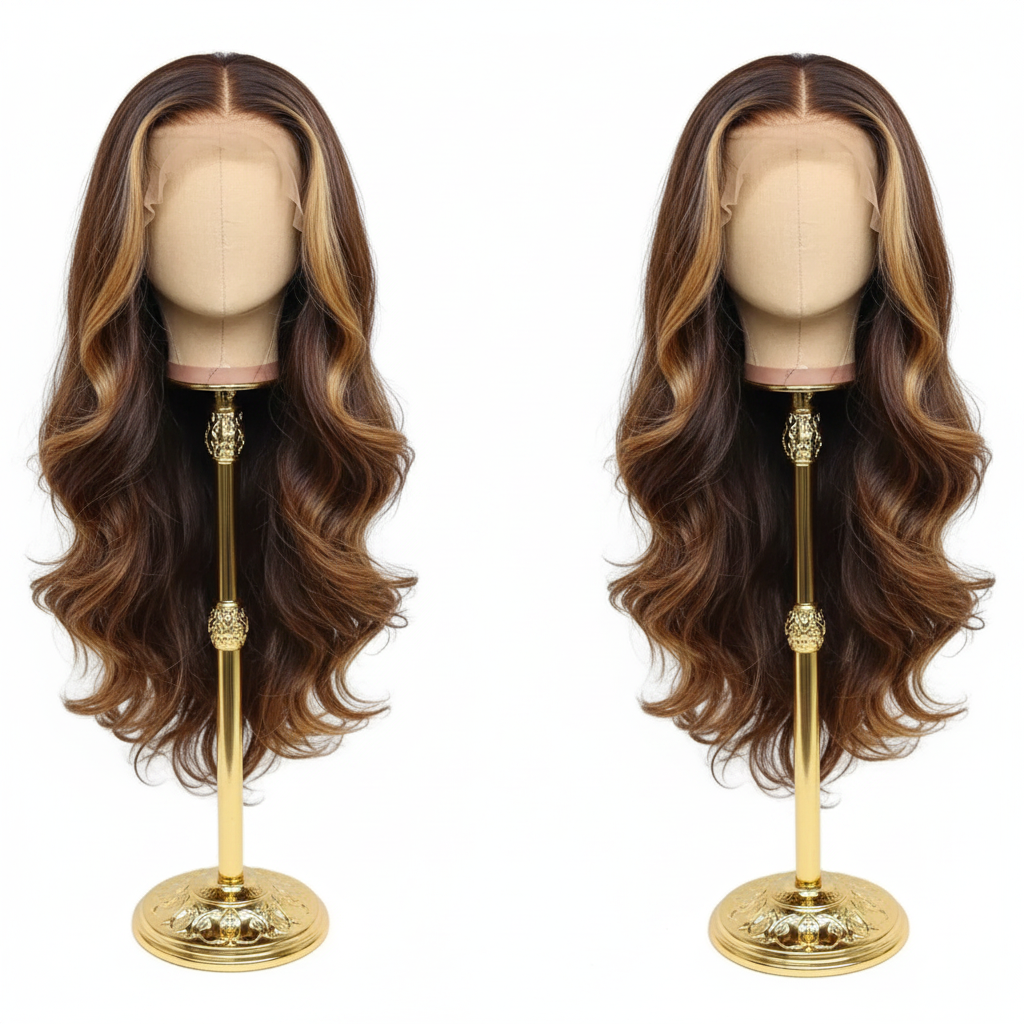 65CM Highlight Blonde & Honey Piano Color Lace Front Human Hair Wig | Brazilian Body Wave Lace Wig for Women by Luxegan