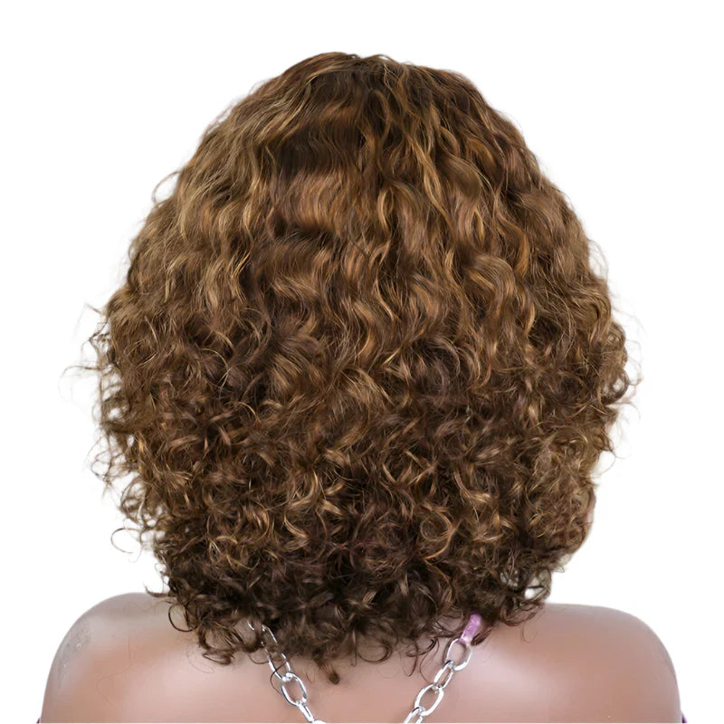 Rebecca Highlight Kinky Jerry Curly Wig | 200% Density Human Hair with Bangs by Luxegan