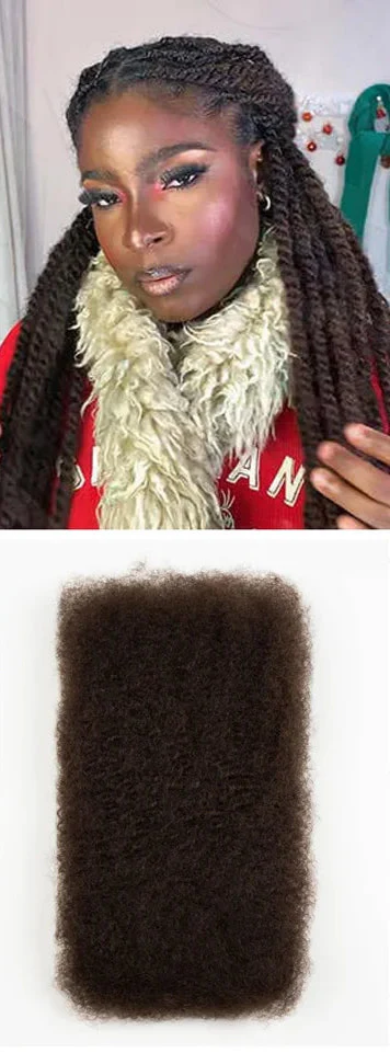 Rebecca Afro Kinky Bulk Human Hair for Braiding | Remy Virgin Brazilian Extensions (Multi-Color) by Luxegan