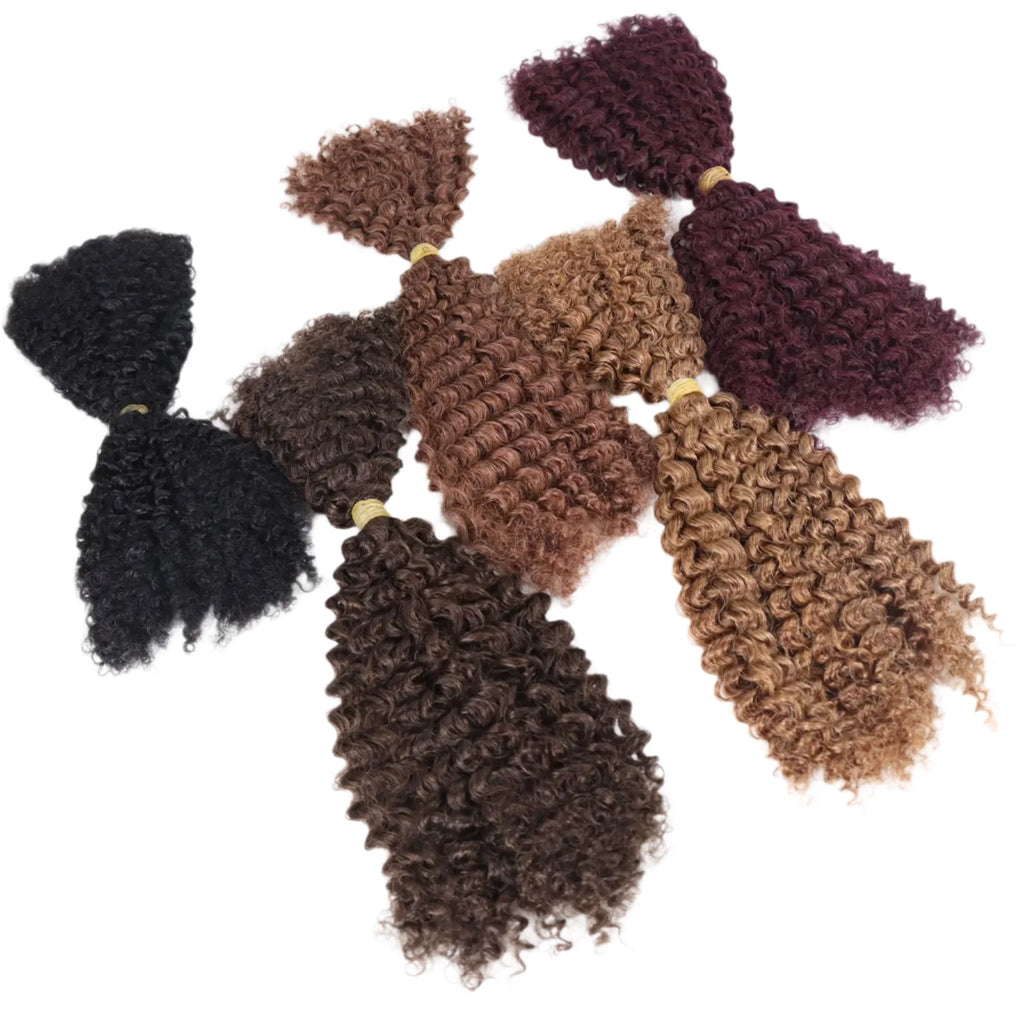 Ombre Honey Blonde Kinky Curly Human Hair Extensions | 50g Peruvian Crochet Bulk Hair (No Weft, Double Drawn) by Luxegan