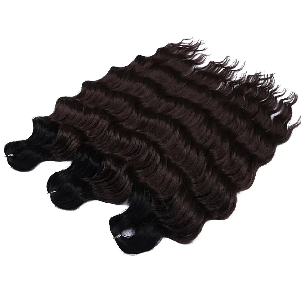 24" Orange Twist Crochet Hair | Synthetic Deep Wave Braiding Hair Extensions | Water Wave Hair | Heat Resistant Fiber | 60 Strands/Pack by Luxegan