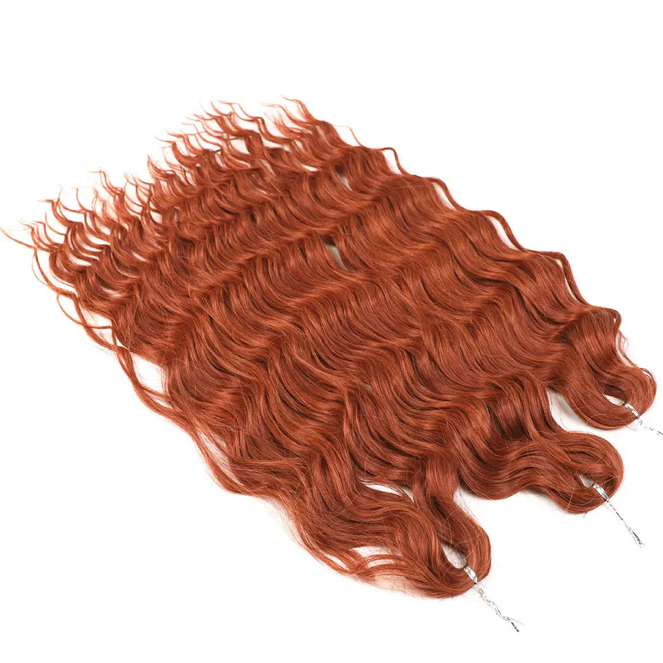 24" Orange Twist Crochet Hair | Synthetic Deep Wave Braiding Hair Extensions | Water Wave Hair | Heat Resistant Fiber | 60 Strands/Pack by Luxegan