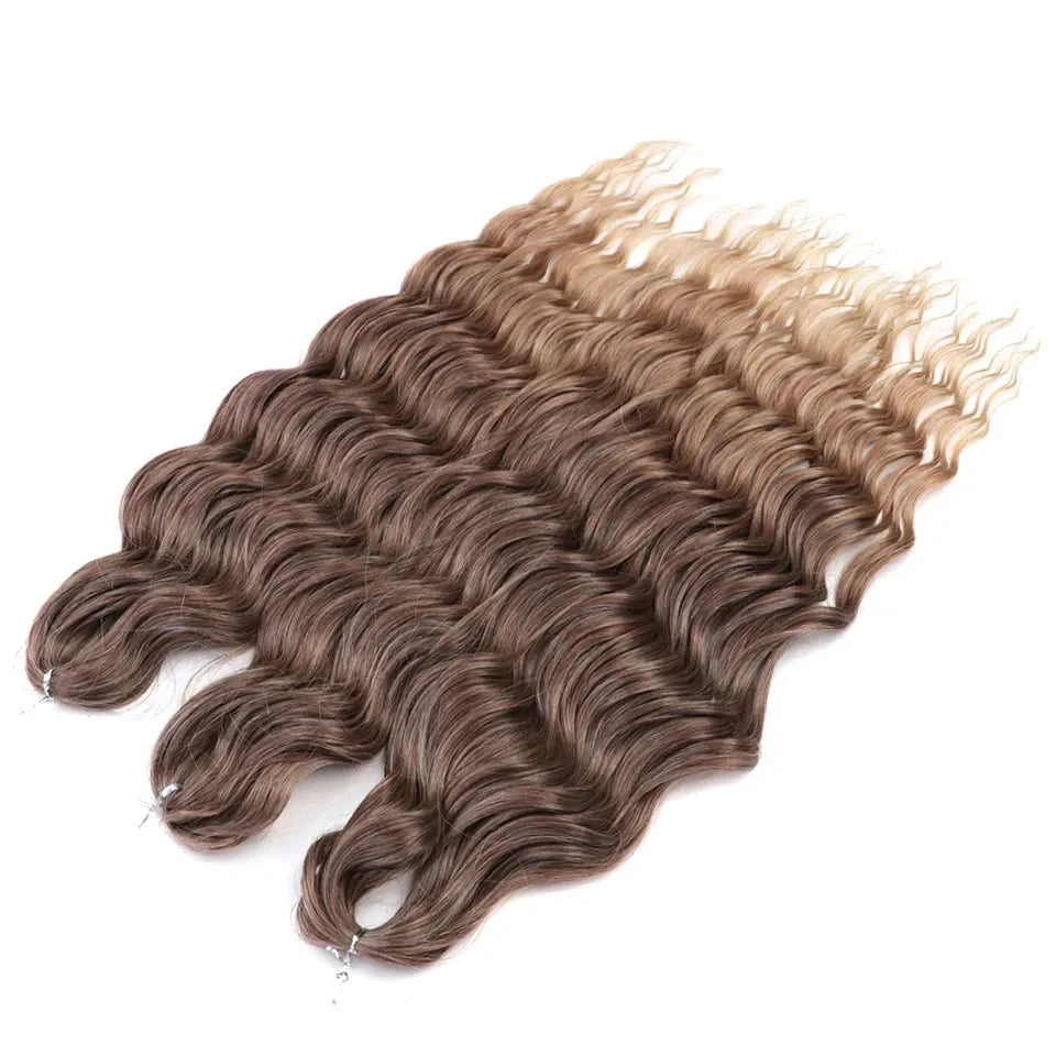 24" Orange Twist Crochet Hair | Synthetic Deep Wave Braiding Hair Extensions | Water Wave Hair | Heat Resistant Fiber | 60 Strands/Pack by Luxegan