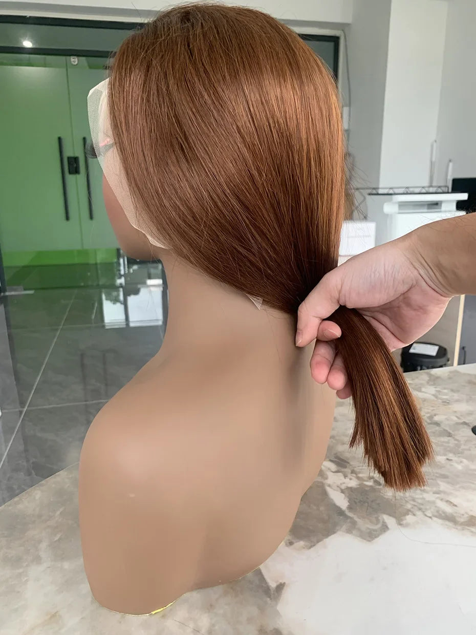 #4 Chocolate Fall Brown Bone Straight Bob Wig | 13x4 Transparent Lace Front Raw Vietnamese Human Hair (250% Density) by Luxegan