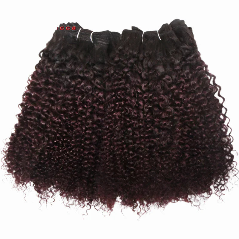 Peruvian Curly Bundles Human Hair - Jerry Curl Weaving, Double Drawn Remy Hair Extensions, Colored Bundles by Luxegan