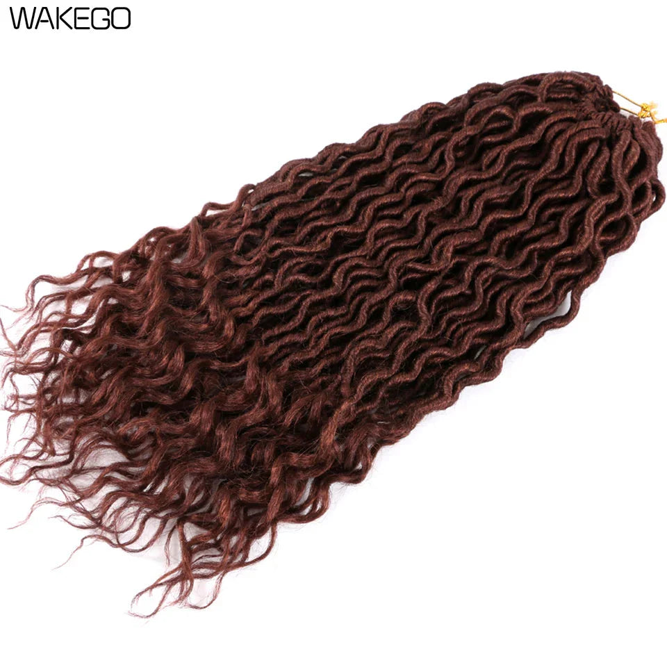 Goddess Faux Locs Crochet Hair | 18" Soft Curly Braids | Ombre Dreadlocks Extensions | 24 Strands/Pack by Luxegan