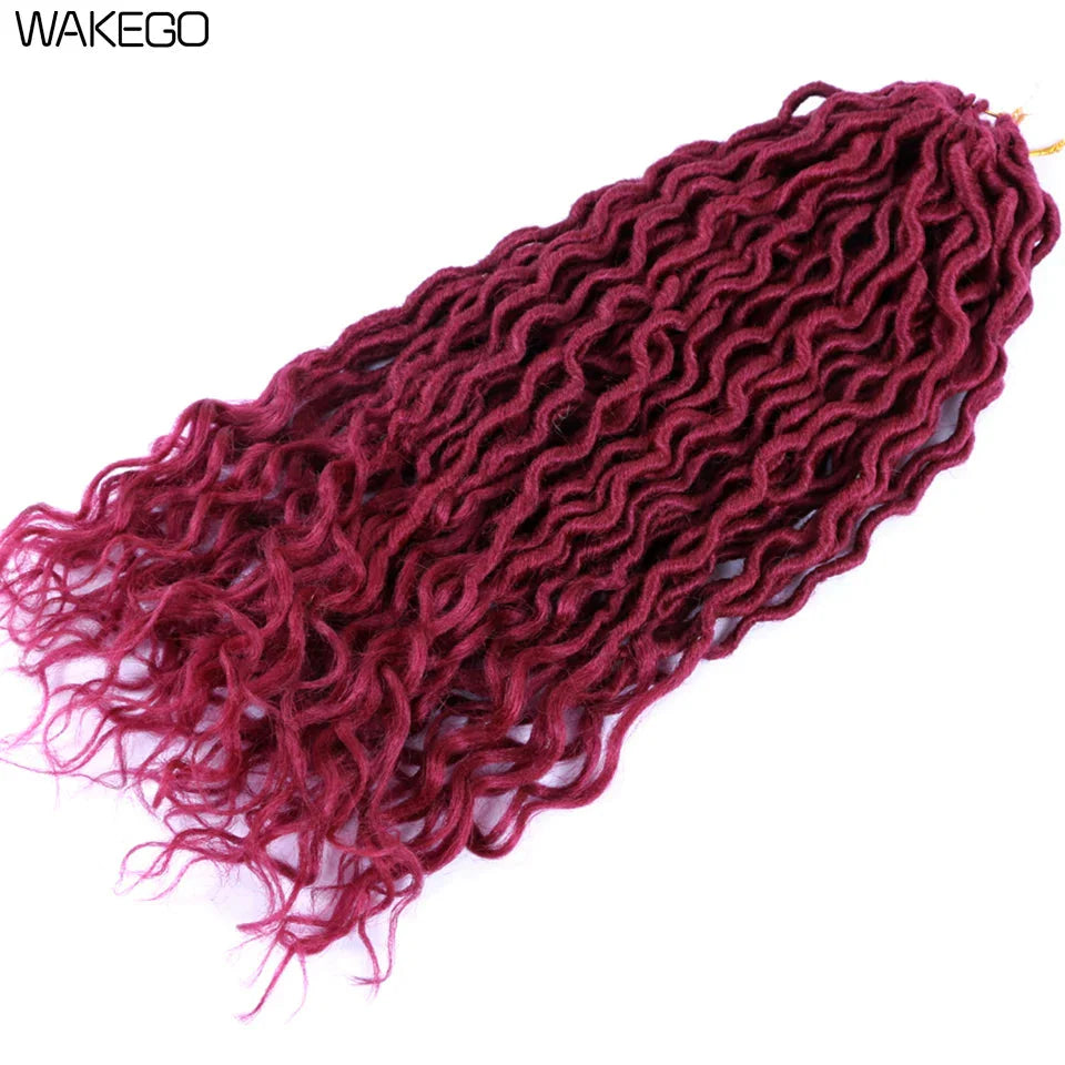 Goddess Faux Locs Crochet Hair | 18" Soft Curly Braids | Ombre Dreadlocks Extensions | 24 Strands/Pack by Luxegan