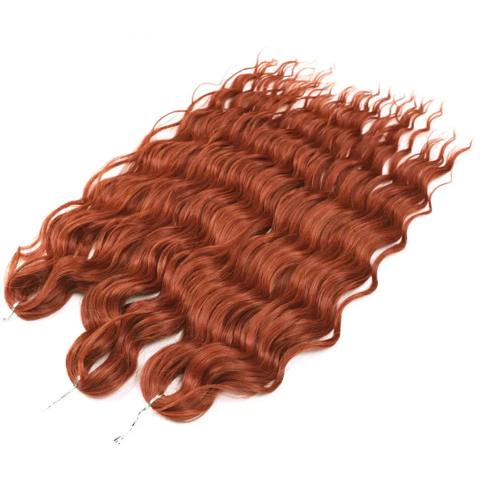 24" Orange Twist Crochet Hair | Synthetic Deep Wave Braiding Hair Extensions | Water Wave Hair | Heat Resistant Fiber | 60 Strands/Pack by Luxegan