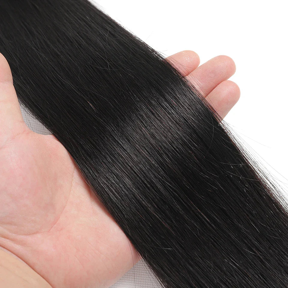12A Peruvian Straight Bundles | 100% Raw Virgin Human Hair Extensions (Natural Black, 1/3/4 Pcs) by Luxegan