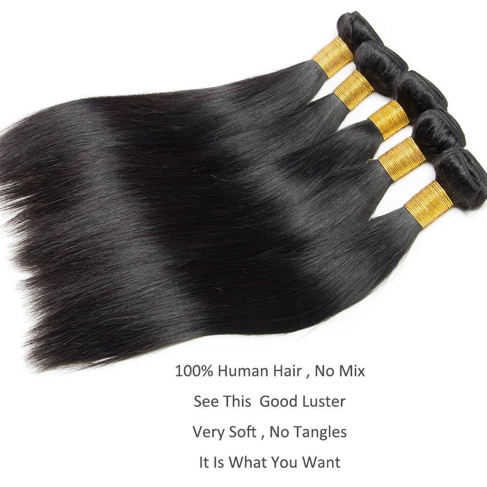 8-32 Inch Bone Straight Brazilian Remy Human Hair Weave Bundles | Natural Color 12A | 1, 3, or 4 Bundles by Luxegan