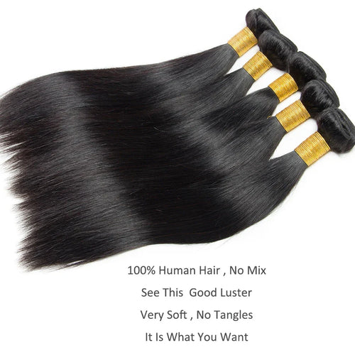 8-32 Inch Bone Straight Brazilian Remy Human Hair Weave Bundles | Natural Color 12A | 1, 3, or 4 Bundles by Luxegan