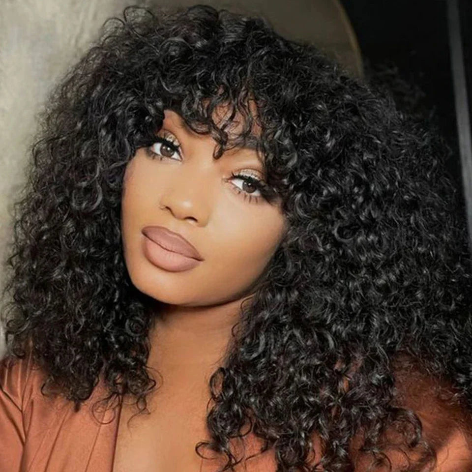 Ombre Honey Blonde Jerry Curly Pixie Bob Wig | Remy Human Hair with Bangs by Luxegan
