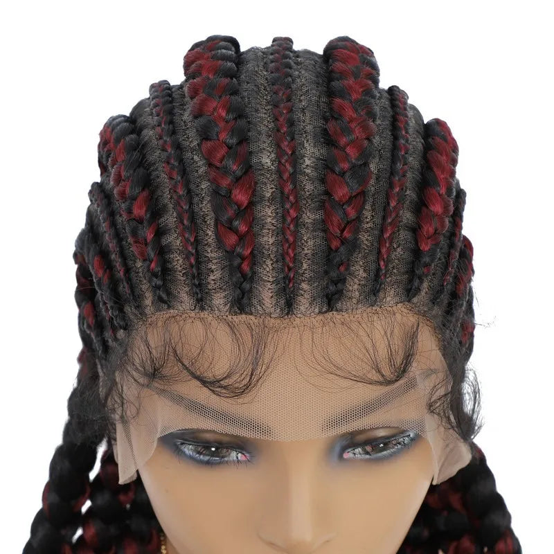 36" Jumbo Knotless Box Braids Wig | Incoo Full Lace Cornrow Wig | Transparent Lace | African Braided Hair by Luxegan