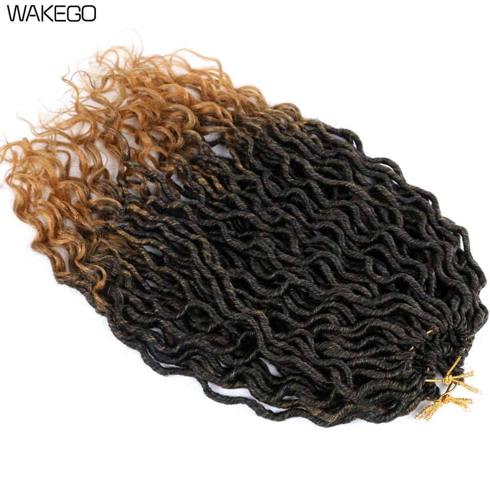 Goddess Faux Locs Crochet Hair | 18" Soft Curly Braids | Ombre Dreadlocks Extensions | 24 Strands/Pack by Luxegan