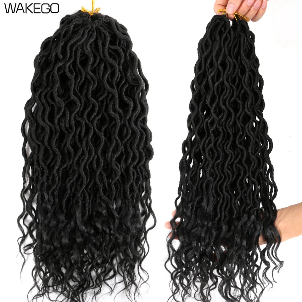 Goddess Faux Locs Crochet Hair | 18" Soft Curly Braids | Ombre Dreadlocks Extensions | 24 Strands/Pack by Luxegan