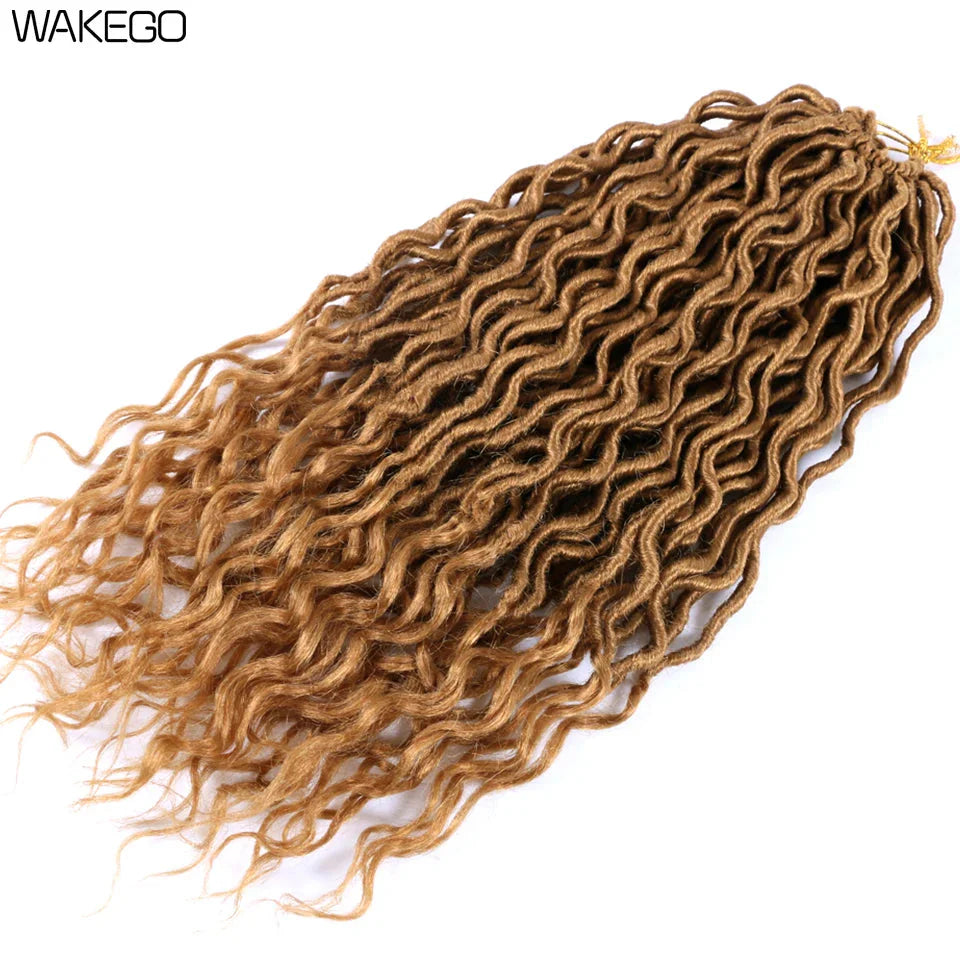 Goddess Faux Locs Crochet Hair | 18" Soft Curly Braids | Ombre Dreadlocks Extensions | 24 Strands/Pack by Luxegan