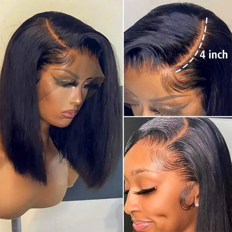 180% Density 13x4 Bone Straight Bob Wig | Brazilian Remy Hair | Transparent Lace Frontal Wig by Luxegan