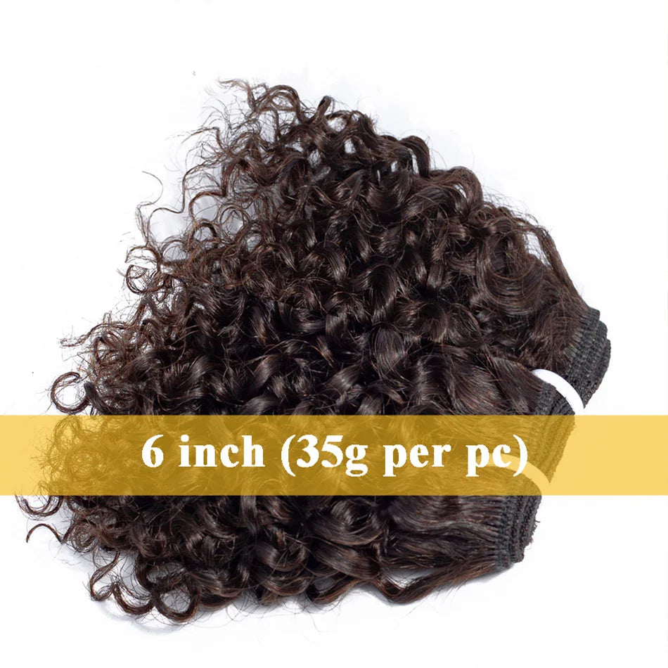 6" Bouncy Curly Indian Remy Hair Bundles | Double Drawn | Natural Black & Brown | Sew-In Extensions by Luxegan